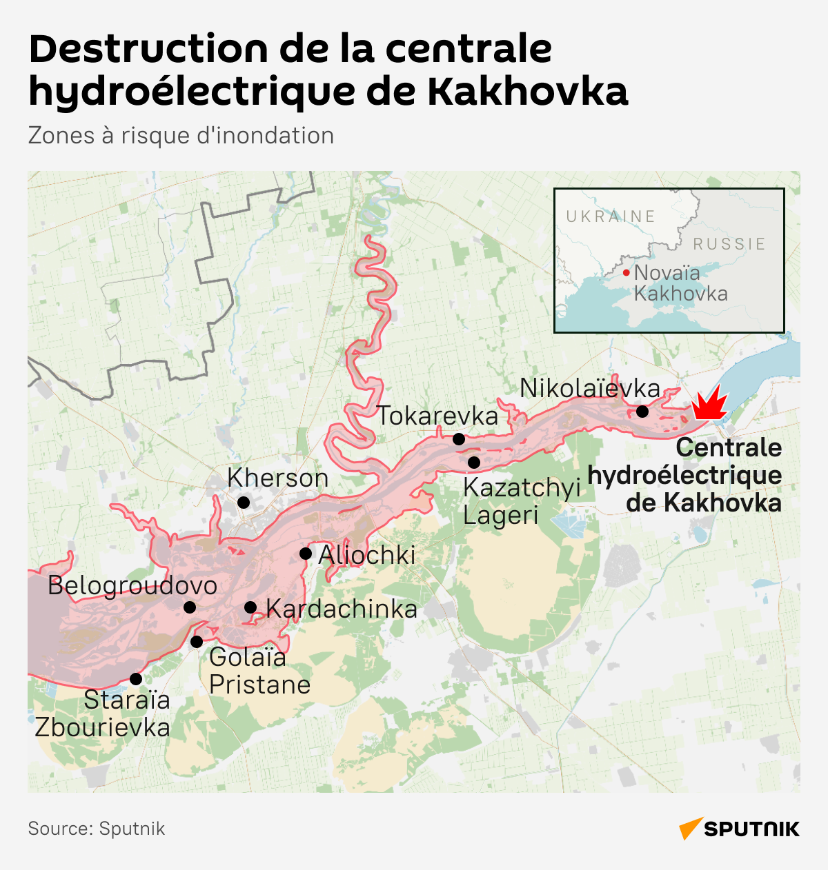Destruction de la centrale hydraulique de Novaïa Kakhovka - Sputnik Afrique