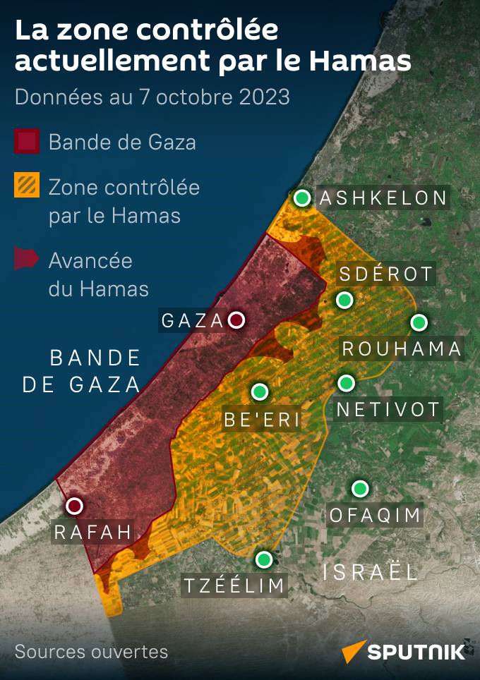 La zone contrôlée par le Hamas au 7 octobre 2023 - Sputnik Afrique