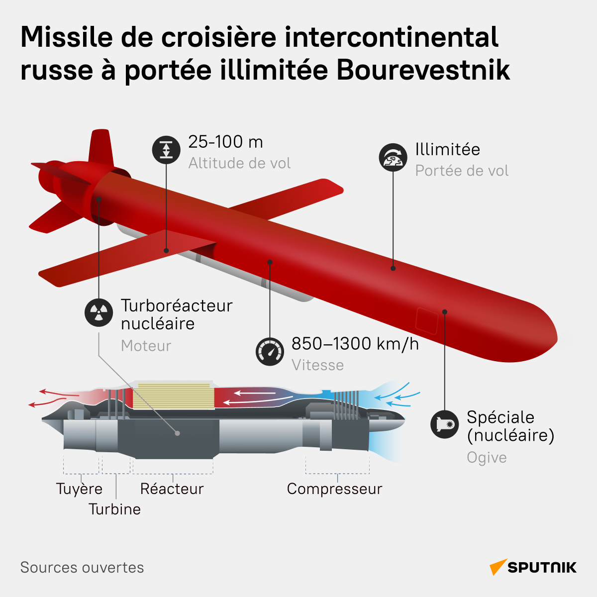 Missile de croisière intercontinental russe à portée illimitée Bourevestnik - Sputnik Afrique