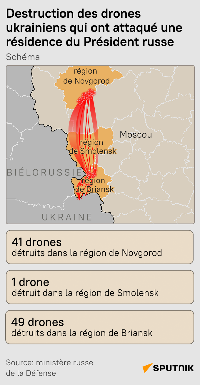 Destruction des drones ukrainiens qui ont attaqué une résidence du Président russe - Sputnik Afrique