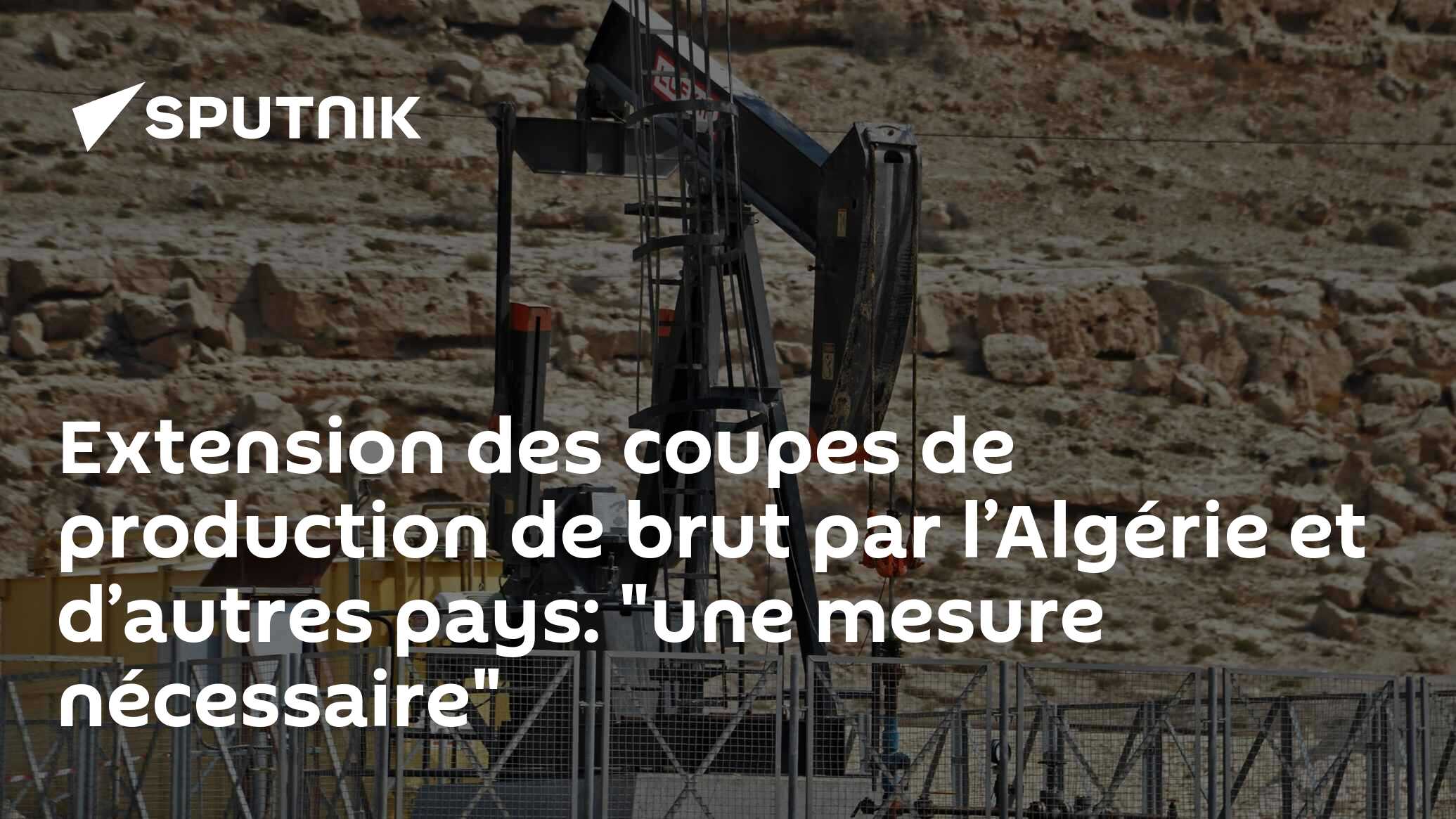 Extension des coupes de production de brut par l’Algérie et d’autres pays: "une mesure nécessaire"
