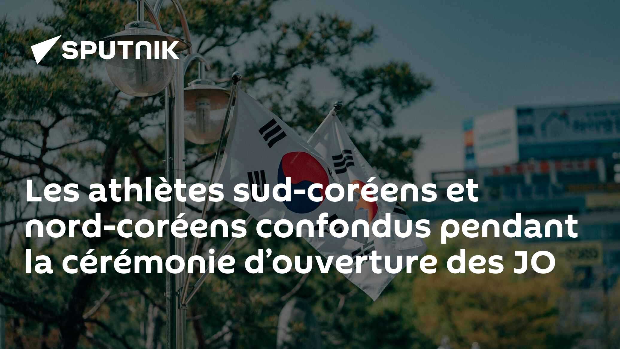 Les athlètes sud-coréens et nord-coréens confondus pendant la cérémonie