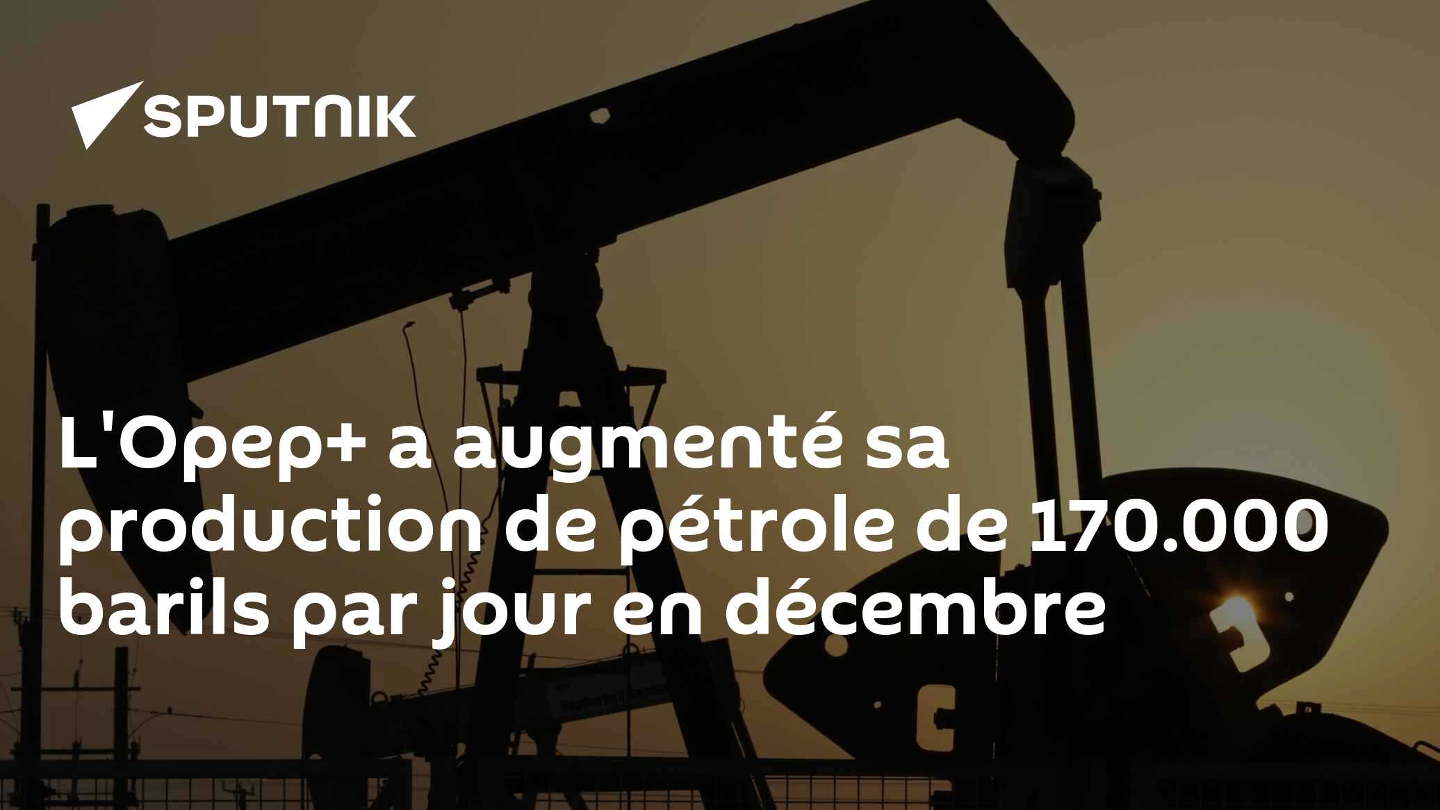 L'Opep+ a augmenté sa production de pétrole de 170.000 barils par jour en décembre