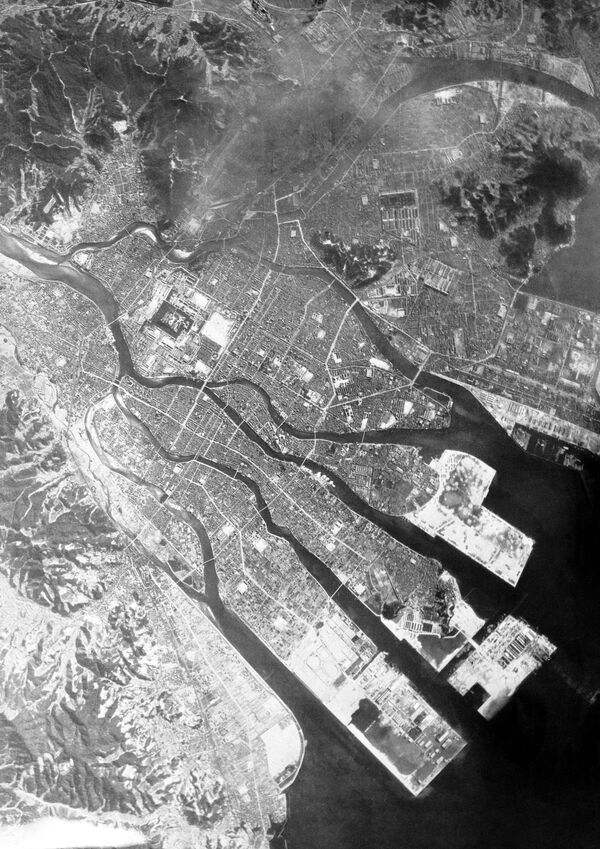 Vue aérienne d’Hiroshima avant le bombardement, 1945 - Sputnik Afrique