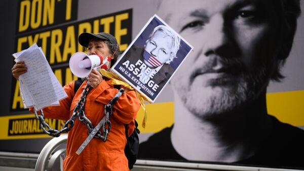 Un rassemblement contre l'extradition de Julian Assange à Londres - Sputnik Afrique