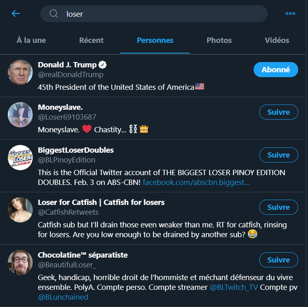 Twitter place Trump en tête des résultats de recherche pour «loser» - Sputnik Afrique