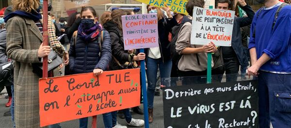 Manifestation des enseignants à Paris pour un renforcement du protocole sanitaire dans les écoles, le 10 novembre 2020 Manifestation des enseignants à Paris pour un renforcement du protocole sanitaire dans les écoles, le 10 novembre 2020 - Sputnik Afrique