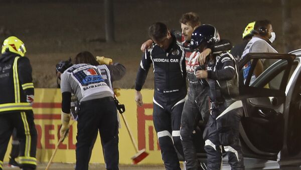 Romain Grosjean après un crash au Grand Prix de Bahreïn - Sputnik Afrique