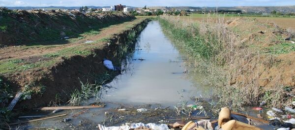 «Le fossé» rempli d’eau polluée, traversant des terres agricoles. - Sputnik Afrique