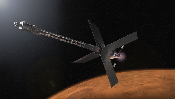 Illustration de la NASA représentant un vaisseau spatial à propulsion nucléaire qui pourrait un jour transporter des astronautes sur Mars - Sputnik Afrique