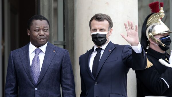 Le Président togolais Faure Gnassingbé est reçu à l'Élysée par Emmanuel Macron, le 9 avril 2021 - Sputnik Afrique