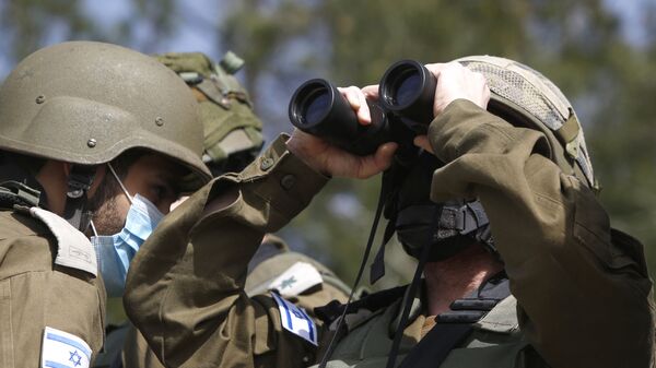 Un militaire israélien surveille la Ligne bleue qui constitue la ligne de retrait d'Israël du sud-Liban (archive photo) - Sputnik Afrique
