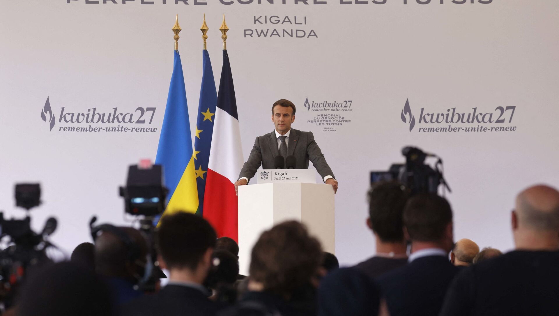 Emmanuel Macron lors de son discours depuis le mémorial du Génocide de 1994, le 27 mai 2021 - Sputnik Afrique, 1920, 27.05.2021