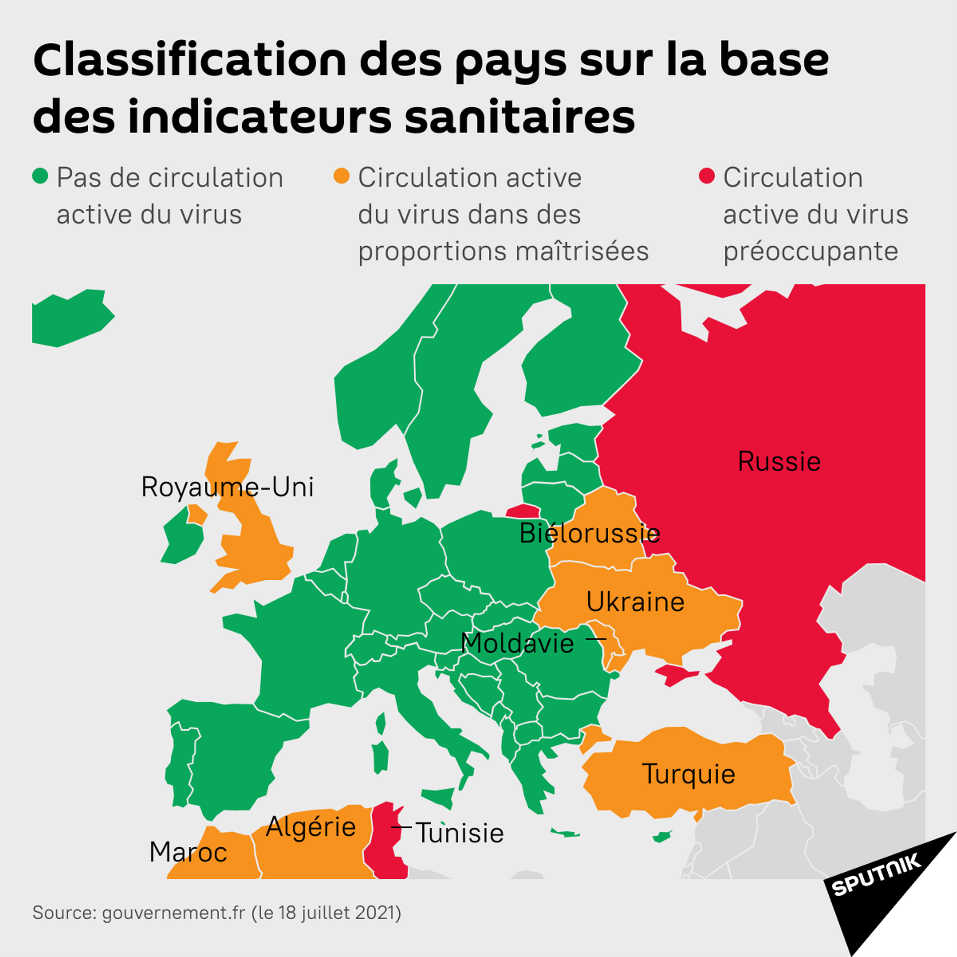 Vert, orange ou rouge: quelles restrictions en France pour quelle catégorie de pays? - Sputnik Afrique, 1920, 19.07.2021