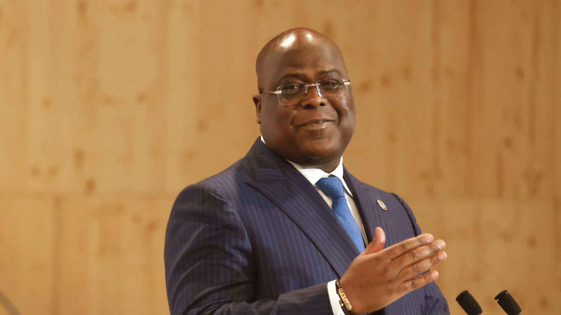 African Union President and President of Congo Democratic Republic Felix Tshisekedi speaks at the end of the Financing of African Economies Summit, in Paris, Tuesday May, 18 May 2021 - Sputnik Afrique, 1920, 15.01.2023
