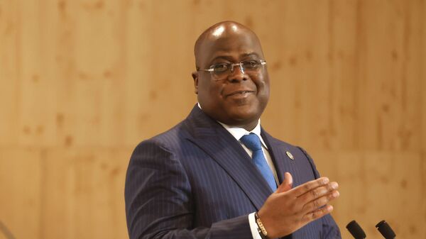 African Union President and President of Congo Democratic Republic Felix Tshisekedi speaks at the end of the Financing of African Economies Summit, in Paris, Tuesday May, 18 May 2021 - Sputnik Afrique