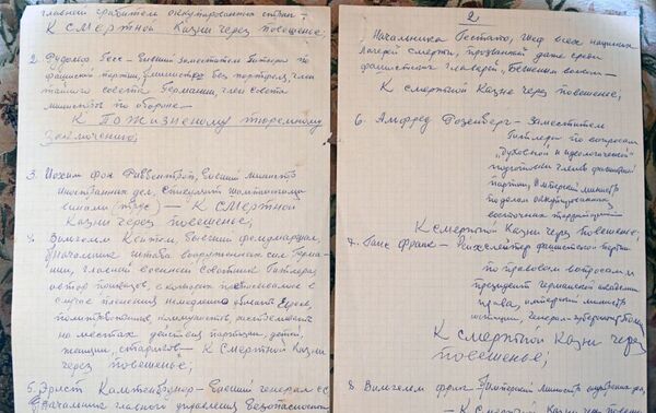Notes de Dmitri Reznitchenko sur le verdict du tribunal de Nuremberg. 1er octobre 1946 - Sputnik Afrique