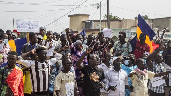 Manifestation à N'Djaména contre la junte qui dirige le Tchad depuis la mort d'Idriss Déby, le 11 septembre 2021 - Sputnik Afrique