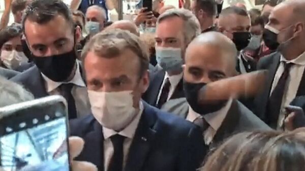 Emmanuel Macron au Salon international de la restauration, de l’hôtellerie et de l’alimentation (Sirha) à Lyon - Sputnik Afrique