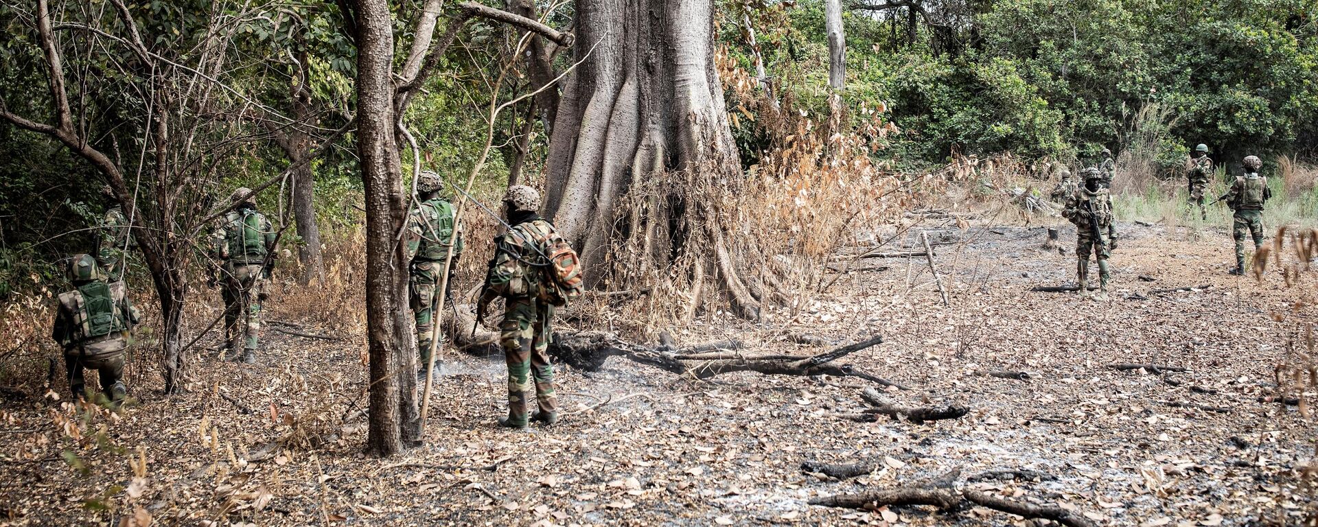 Des militaires sénégalais prennent position près d'une base récemment prise aux rebelles du Mouvement des Forces démocratiques de Casamance (MFDC) dans la forêt de Blaze, le 9 février 2021 - Sputnik Afrique, 1920, 27.10.2021