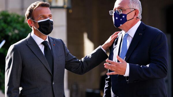 Emmanuel Macron et Scott Morrison à l'Élysée en juin 2021 - Sputnik Afrique