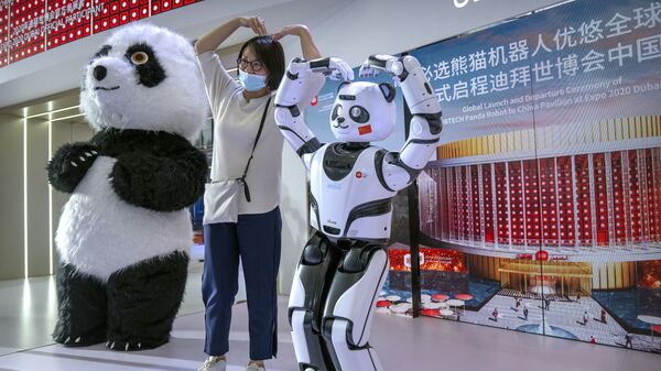 Robot panda à la conférence mondiale sur les robots à Pékin  - Sputnik Afrique