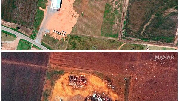 Une ferme à Monette, dans l’Arkansas, avant et après le passage de la tornade - Sputnik Afrique