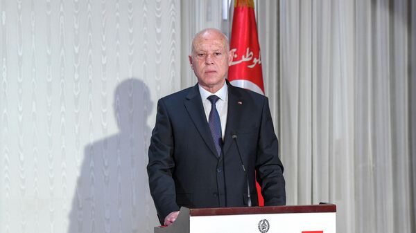 Tunisian President Kais Saied holds a conference in Tunis. - Sputnik Africa