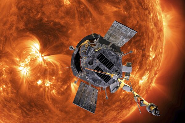 Lancée en 2018, la sonde spatiale américaine Parker Solar Probe a &quot;touché&quot; le Soleil pour la première fois. L’appareil a mesuré les champs magnétiques et les échantillons de particules dans la couronne solaire, où les températures peuvent atteindre 500.000 degrés. Cet événement a eu lieu en avril, mais ce n’est que le 14 décembre que la NASA l’a rapporté. - Sputnik Afrique