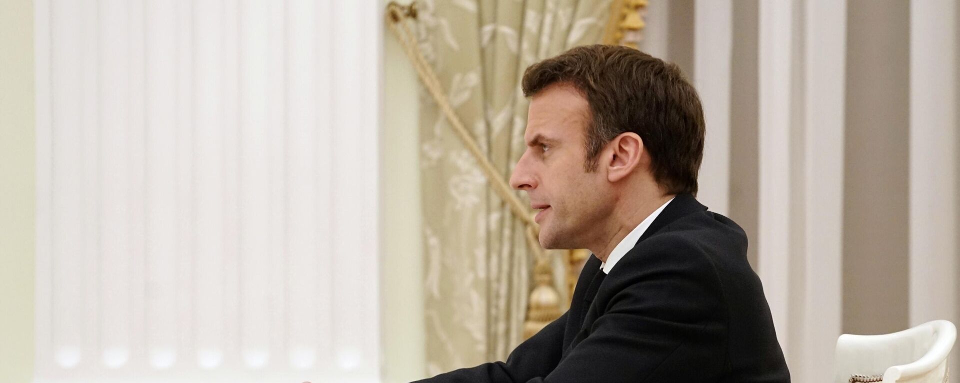 Emmanuel Macron lors de son entretien avec Vladimir Poutine à Moscou, le 7 février 2022 - Sputnik Afrique, 1920, 08.02.2022