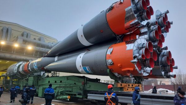 Retrait du lanceur Soyouz-2.1b avec 36 engins spatiaux OneWeb vers le complexe de lancement de Baïkonour - Sputnik Afrique