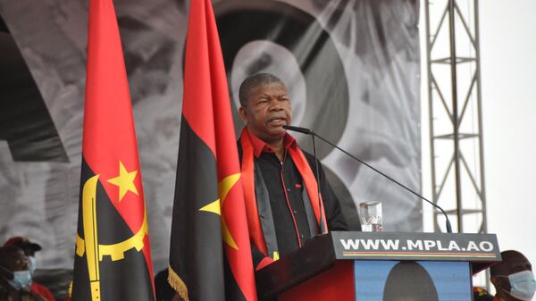 Joao Lourenco, Angola's President and presidential candidate of the the Popular Movement for the Liberation of Angola (MPLA)  delivers a speech during a campaign rally in Luanda on August 20, 2022, ahead of the Angola elections scheduled for August 24, 2022. - Sputnik Afrique