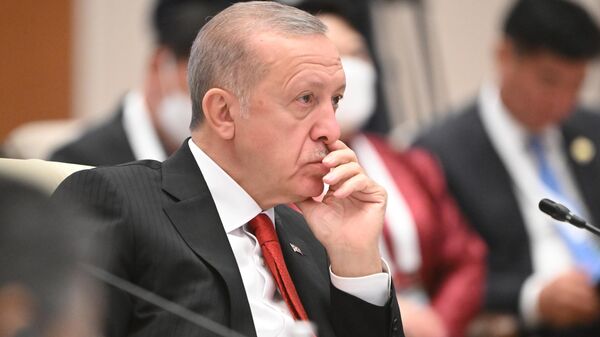 Recep Tayyip Erdogan lors du sommet de l’Organisation de coopération de Shanghai (OCS), le 16 septembre 2022 - Sputnik Afrique