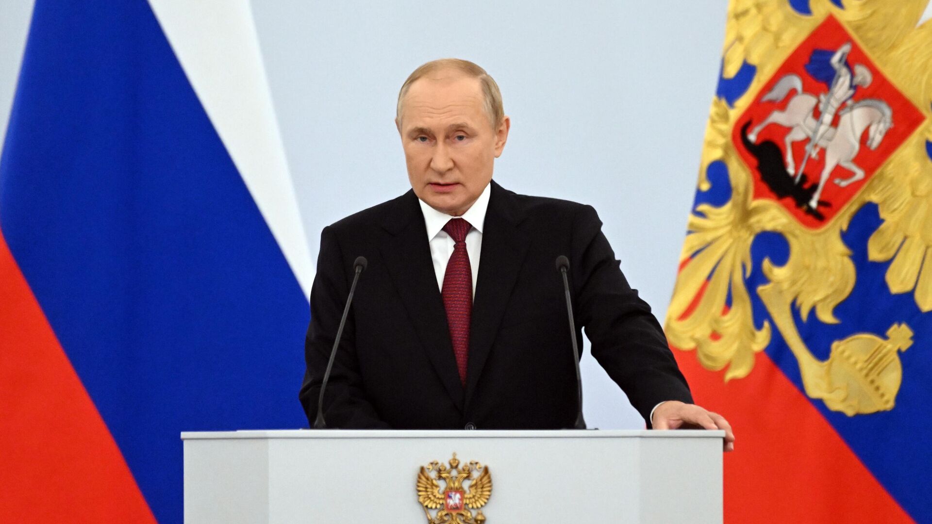 Vladimir Poutine lors de son discours sur sur le rattachement des nouveaux territoires, le 30 septembre 2022 - Sputnik Afrique, 1920, 09.12.2022