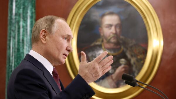 Vladimir Poutine tient une conférence de presse à l'issue d'une réunion du Conseil d'État russe, le 22 décembre 2022 - Sputnik Afrique