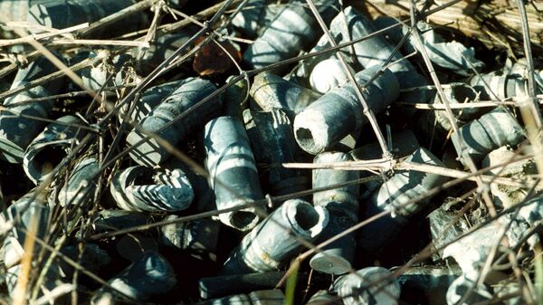 A pile of 30mm anti-tank rounds is shown in a former military factory in Sarajevo suburb of Hadzici, some 16 kilometers (10 miles) south of Sarajevo, Wednesday Jan. 10, 2001. German experts started radiation measurements in a former military compound near Sarajevo that was a target during the 1995 NATO air-strikes. NATO used depleted uranium munitions during the air-strikes on Bosnian Serbs in 1995 and during the air campaign in Kosovo against Yugoslavia in 1999.  - Sputnik Africa