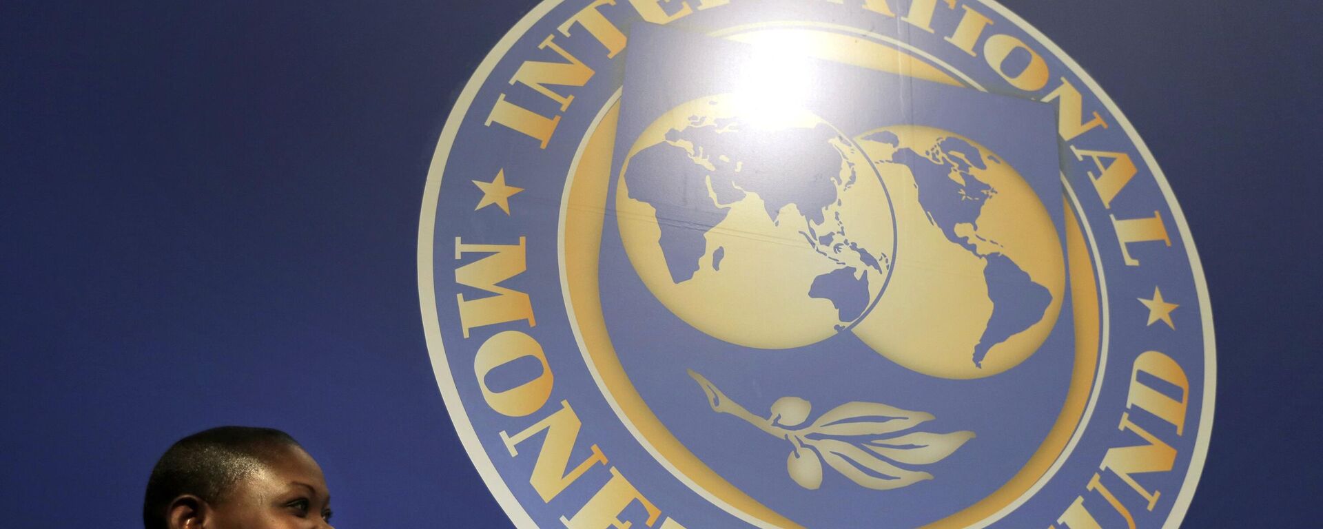 A woman sits in front of an International Monetary Fund logo at the venue of the IMF and World Bank meeting, Wednesday, Oct. 10, 2012. - Sputnik Africa, 1920, 10.05.2024