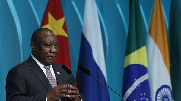 South Africa's President Cyril Ramaphosa speaks during the BRICS Business Council prior the 11th edition of the BRICS Summit, in Brasilia, Brazil, Wednesday, Nov. 13, 2019. - Sputnik Africa