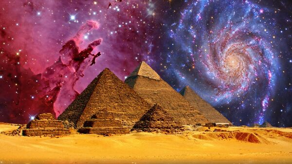 HD wallpaper: The Pyramid of Giza under a nebula and andromeda galaxy - Sputnik Africa