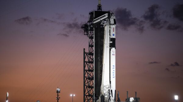 A SpaceX Falcon 9 rocket, with the crew capsule Endeavour, sits on Launch Complex 39-A, Tuesday, Feb. 28, 2023, at NASA's Kennedy Space Center in Cape Canaveral, Fla. - Sputnik Africa