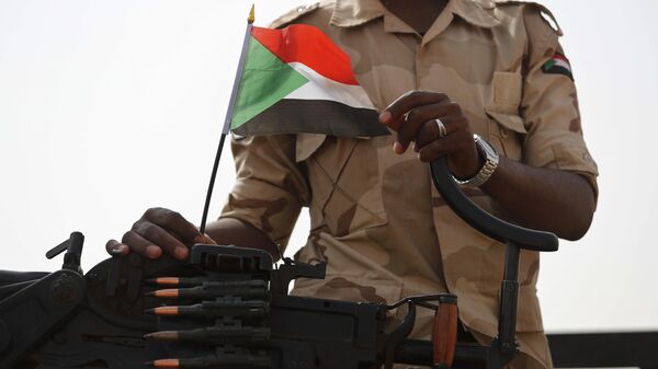 A Sudanese soldier from the Rapid Support Forces unit which led by Gen. Mohammed Hamdan Dagalo, the deputy head of the military council, stands on his vehicle during a military-backed tribe's rally, in the East Nile province, Sudan, Saturday, June 22, 2019.  - Sputnik Africa