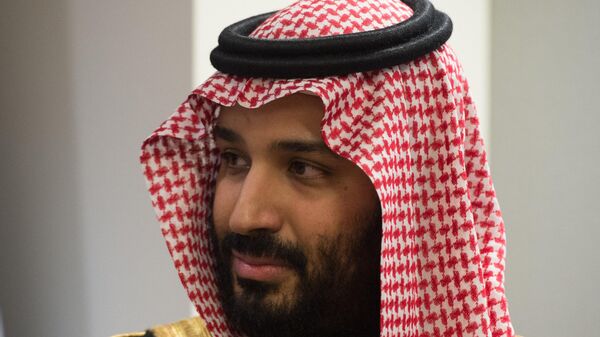 Prince Mohammed bin Salman Al Saud, Crown Prince, Kingdom of Saudi Arabia,  attends a meeting with the United Nations Secretary-General Antonio Guterres (out of frame) at the United Nations on March 27, 2018 in New York - Sputnik Africa