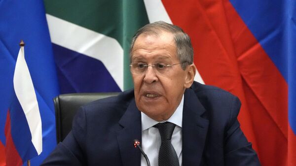 Russia's Foreign Minister Sergey Lavrov speaks during a media briefing after meeting with his South Africa's counterpart Naledi Pandor in Pretoria, South Africa, Monday, Jan. 23, 2023.  - Sputnik Africa