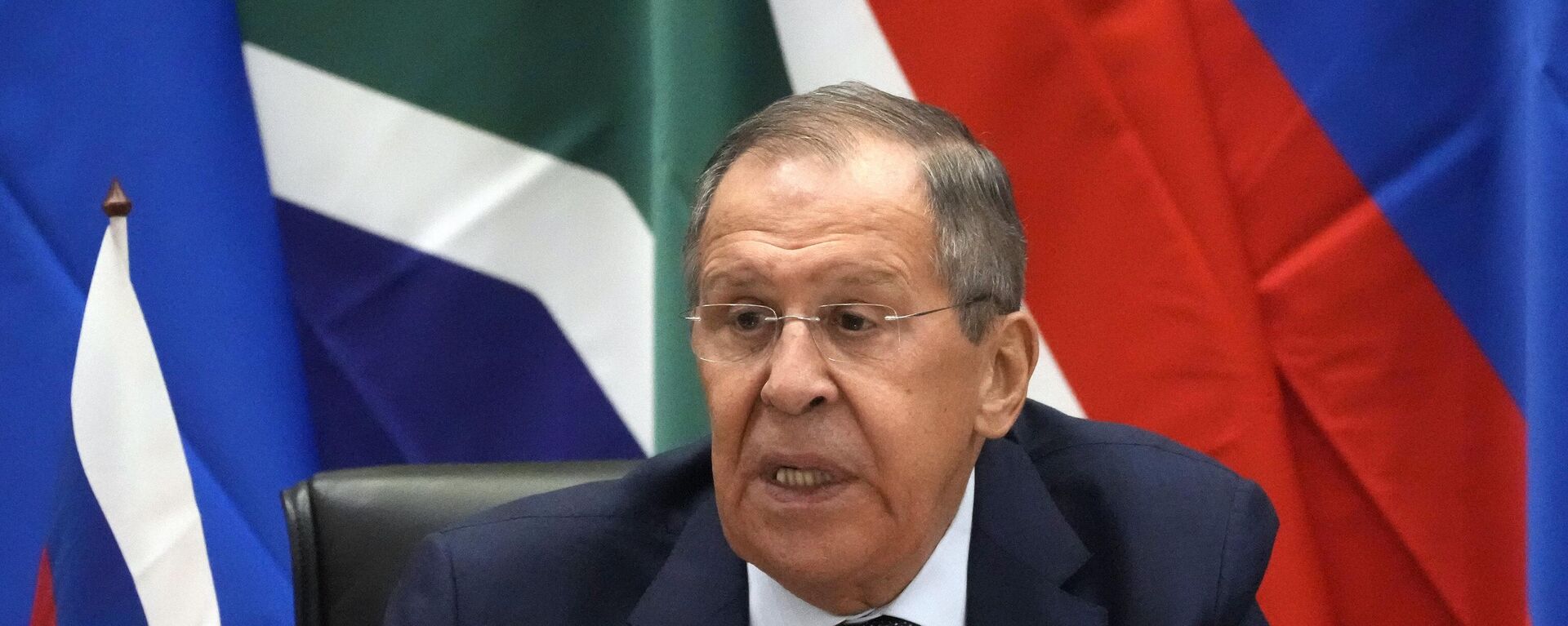 Russia's Foreign Minister Sergey Lavrov speaks during a media briefing after meeting with his South Africa's counterpart Naledi Pandor in Pretoria, South Africa, Monday, Jan. 23, 2023.  - Sputnik Africa, 1920, 24.01.2023