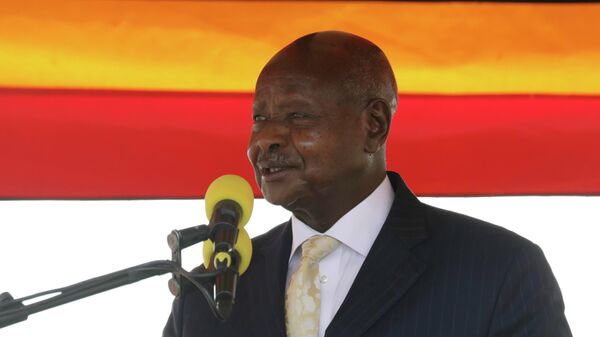 Ugandan President Yoweri Museveni speaks, during the 60th Independence Anniversary Celebrations, in Kololo, Uganda, Sunday Oct. 9, 2022.  - Sputnik Africa