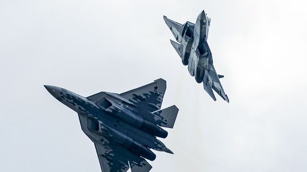 Su-57 fifth-generation fighter jets in Zhukovsky - Sputnik Africa