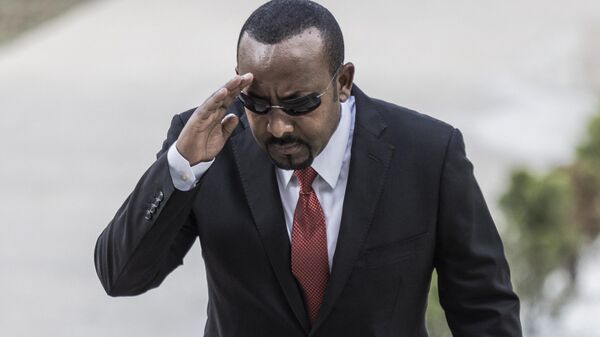 Ethiopian Prime Minister Abiy Ahmed gestures as he arrives to address a parliament session in Addis Ababa, Ethiopia on March 28, 2023 - Sputnik Africa