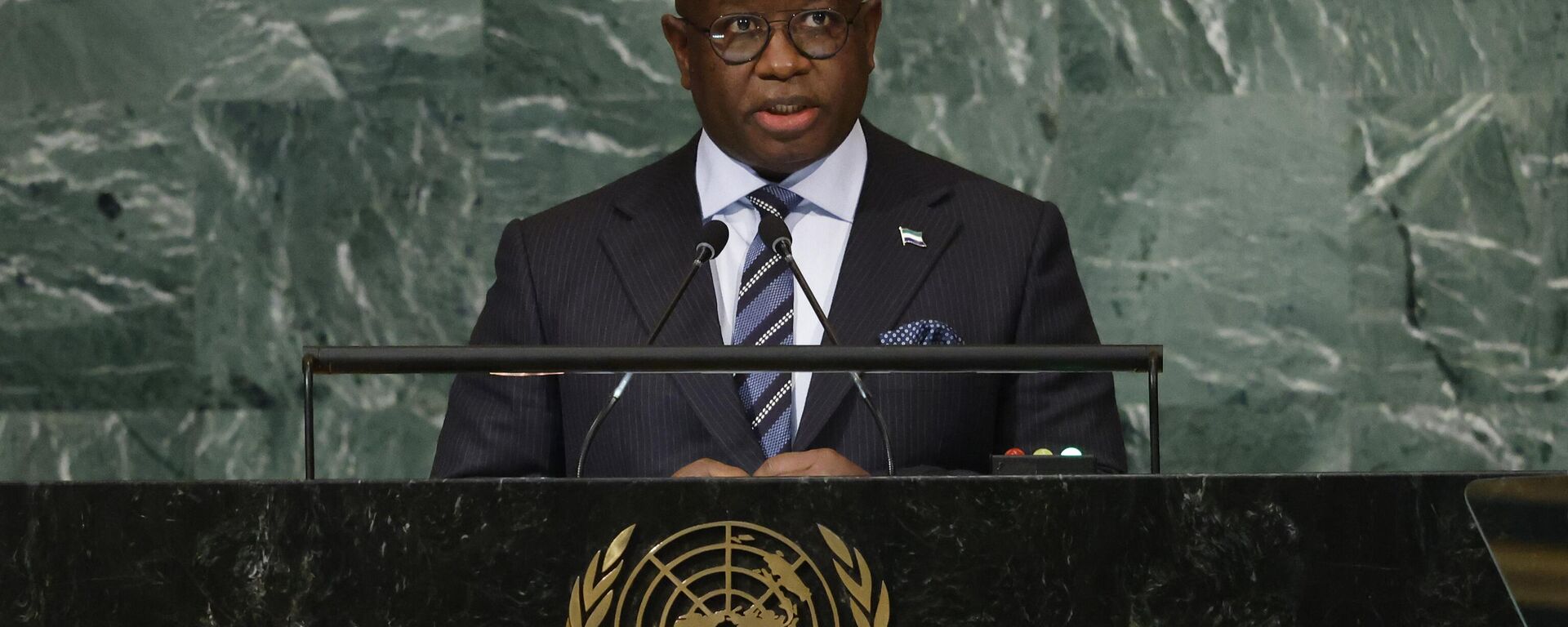 President of Sierra Leone Julius Maada Bio addresses the 77th session of the United Nations General Assembly, at U.N. headquarters, Wednesday, Sept. 21, 2022.  - Sputnik Africa, 1920, 16.11.2022