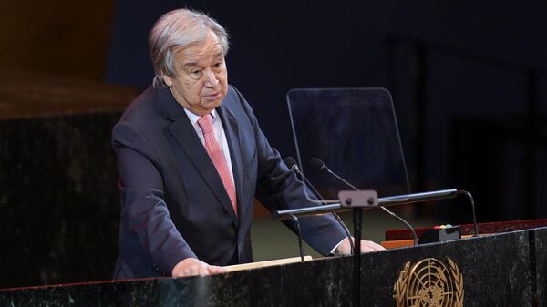 United Nations Secretary-General Antonio Guterres speaks at the start of the Transforming Education Summit at United Nations headquarters, Monday, Sept. 19, 2022. - Sputnik Africa