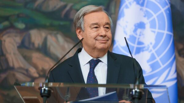 UN Secretary-General António Guterres at a press conference following a meeting in Moscow with Russian Foreign Minister Sergei Lavrov. - Sputnik Africa
